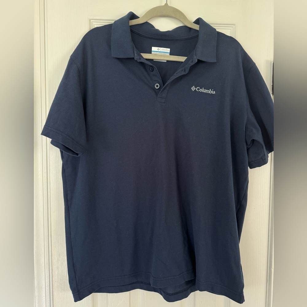 Men’s Columbia Active Fit Polo Shirt Navy Blue Size Large